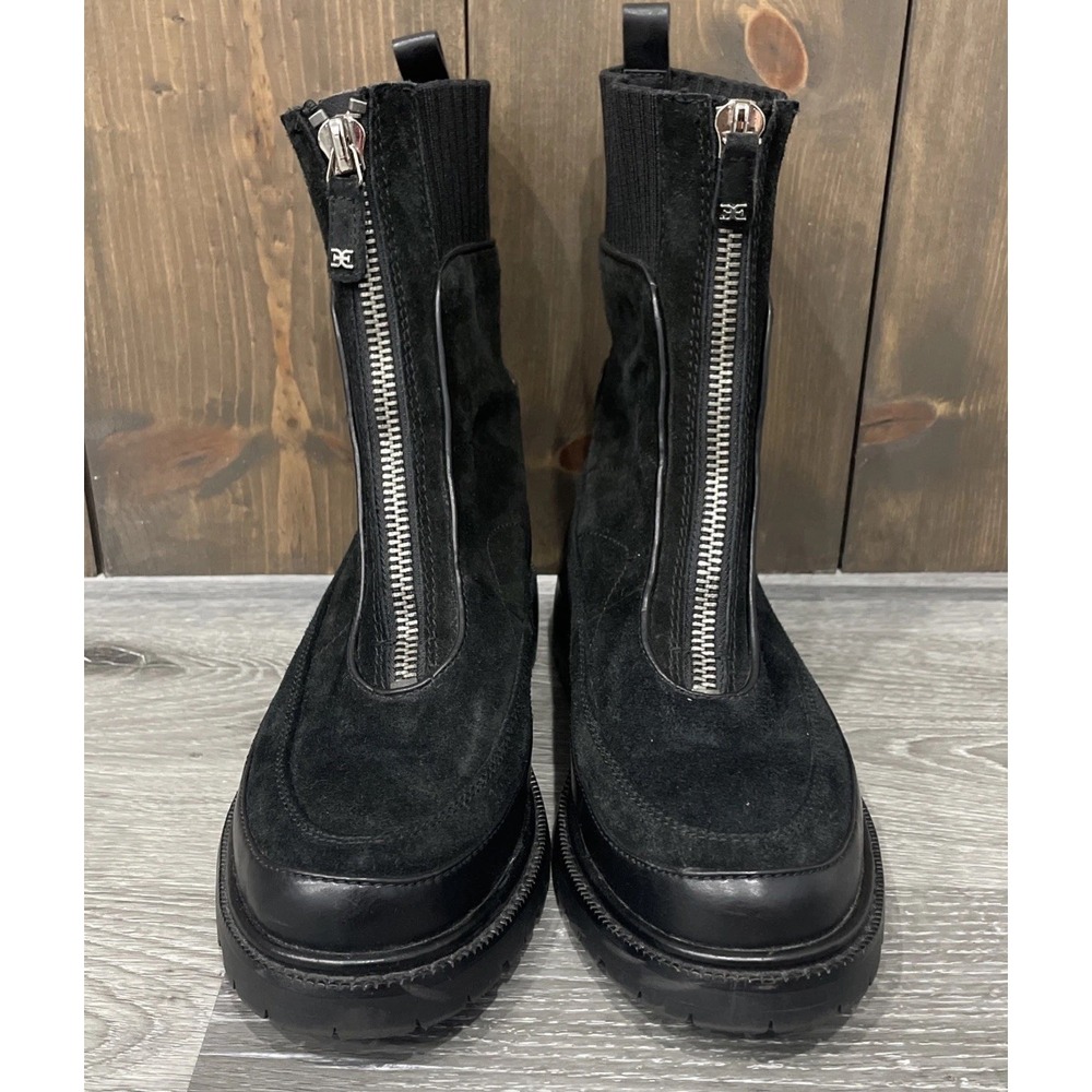 Sam Edelman Leone Lug Sole Chelsea Boots Black Leather Zip Front Women's Sz 9.5 - Picture 2 of 7